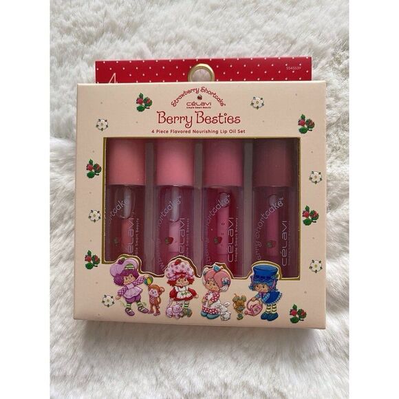 Set Of 4 Celavi X Strawberry Shortcake Berry Besties Lip Oil SET Peach Raspberry - Picture 1 of 12